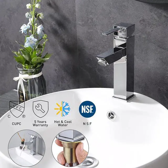 Alt view image 2 of 7 - Aquaterior® Modern 1 Hole Bathroom Faucet Vanity Sink Basin 1 Handle DIY Installation Home CHR