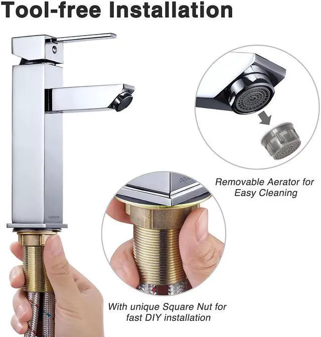 Alt view image 3 of 7 - Aquaterior® Modern 1 Hole Bathroom Faucet Vanity Sink Basin 1 Handle DIY Installation Home CHR