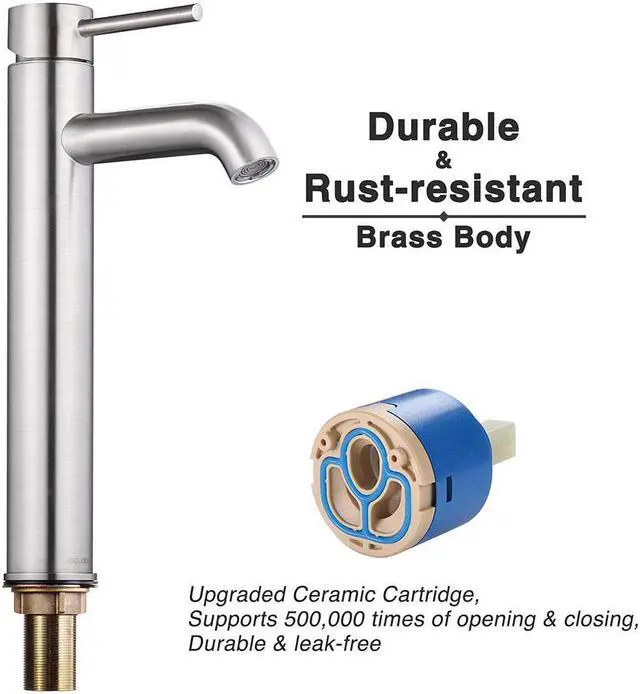 Alt view image 3 of 13 - 12" Modern Bathroom Lavatory Vessel Sink Faucet Single Handle Brushed Nickel