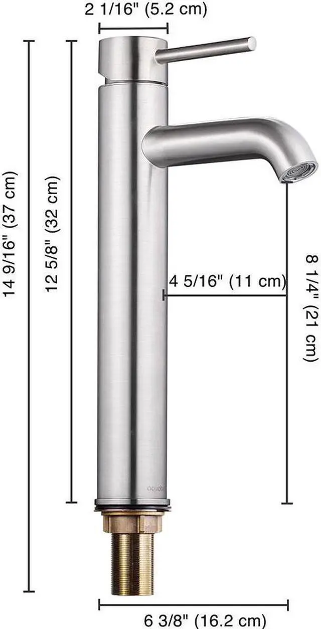 Alt view image 6 of 13 - 12" Modern Bathroom Lavatory Vessel Sink Faucet Single Handle Brushed Nickel