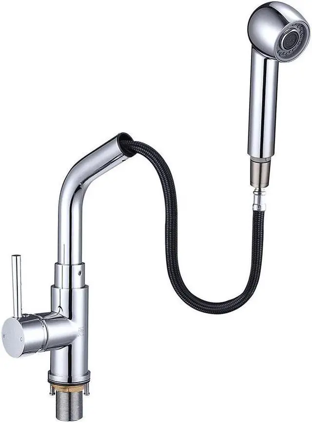 Alt view image 2 of 7 - Aquaterior® Kitchen Sink Faucet Pull Out Dual Function Mixer Taps Stainless Steel1 Handle Long Neck