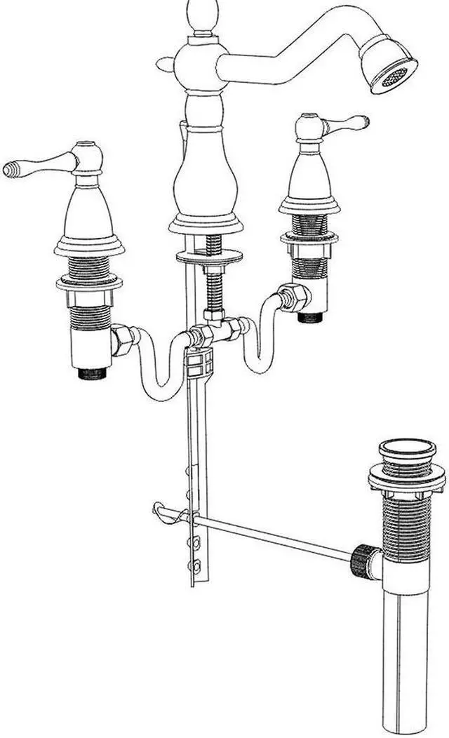 Alt view image 6 of 6 - Aquaterior® 3 Hole Bathroom Faucet Double Handle Mixer Sink Taps w/ Drain Brushed Nickel