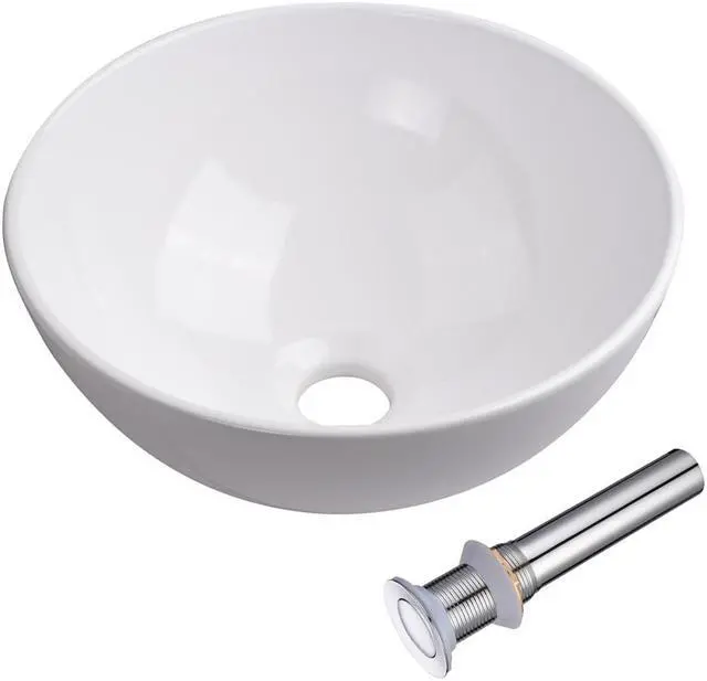 Main image of 12" Vessel Sink Above Counter Washing Basin Bathroom Porcelain Sink with Drain Counter Top Basin