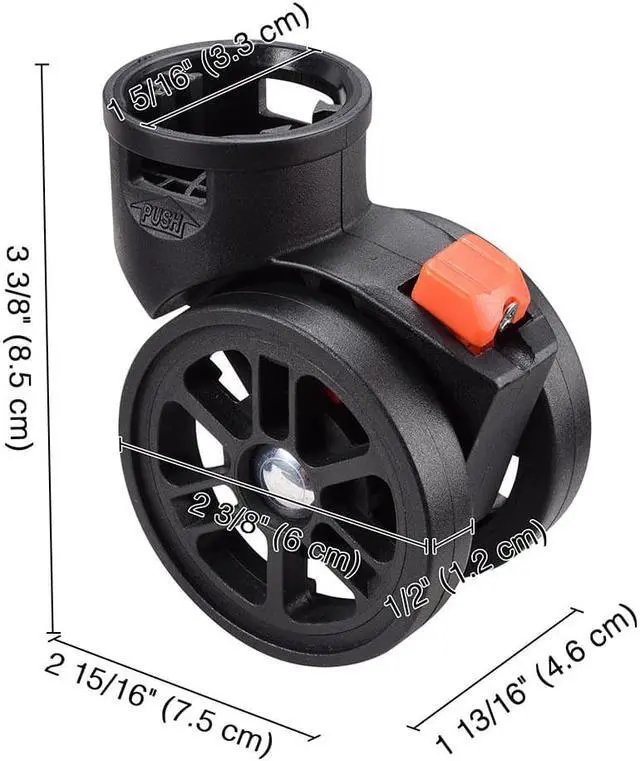 Alt view image 5 of 6 - Byootique 2Pcs 2" Swivel Replacement Wheel Caster with Locking Brake for AW Makeup Case