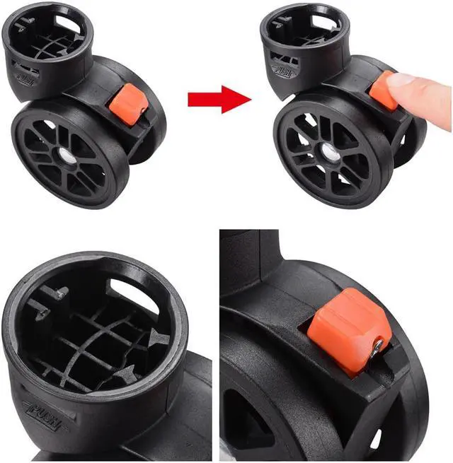 Alt view image 4 of 6 - Byootique 2Pcs 2" Swivel Replacement Wheel Caster with Locking Brake for AW Makeup Case