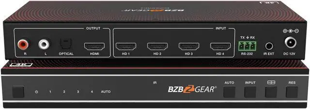 Main image of BZBGEAR 4x1 4K UHD HDMI Seamless Switcher Quad MultiViewer with Audio De-embedder