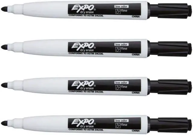 Alt view image 2 of 7 - EXPO® Magnetic Dry Erase Markers With Eraser, Fine Tip, Black Ink, Pack Of 4
