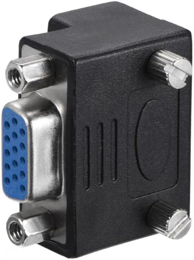 Alt view image 4 of 4 - DB15 VGA Gender Changer 15 Pin Female to Male 3-row Right Angle Mini Gender Changer Coupler Adapter Connector for Serial Applications Black