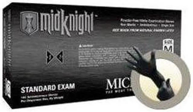 Alt view image 2 of 2 - Microflex MidKnight Nitrile Glove, Powder Free, Medium, 100/Per Box (5 Pack)