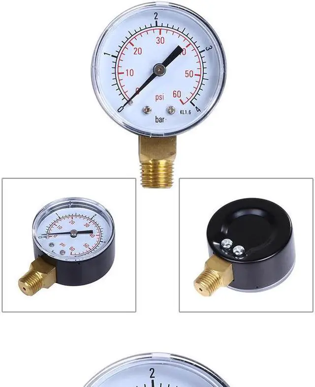 Alt view image 4 of 6 - TS-50-4bar 0-4bar/0-60psi NPT Dial Display Pressure Gauge Measuring Manometer