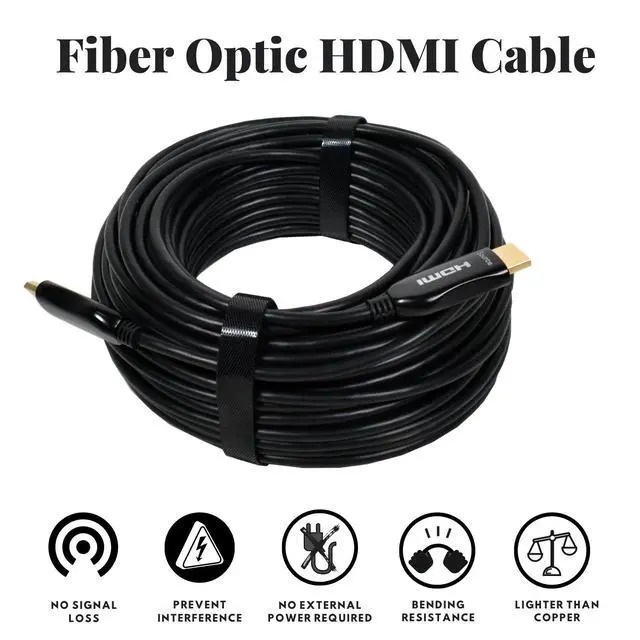 Alt view image 2 of 3 - Logico 60ft FIBER OPTIC HDMI CABLE 8K HDMI 2.0 a/b Compliant, HDCP 2.2 Super High-Speed, Ultra HD HDMI ARC cable with HDR. Perfect for HDTV/Projector/Home Theatre/Roku TV/Apple TV/Video Game Console