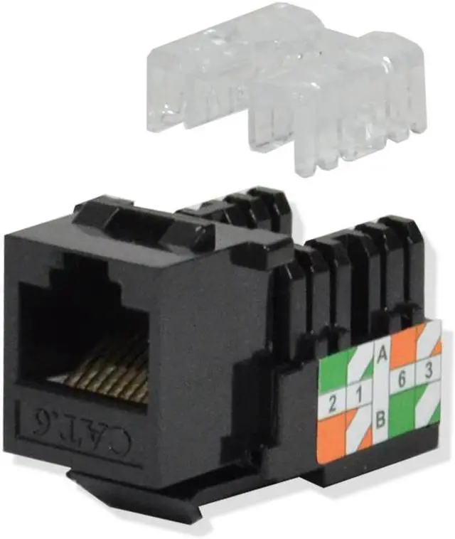 Main image of 10 pack lot Keystone Jack Cat6 Black Network Ethernet 110 Punchdown 8P8C