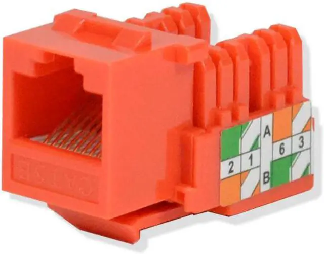 Alt view image 2 of 3 - 50 pack lot Keystone Jack Cat5e Orange Network Ethernet 110 Punchdown 8P8C