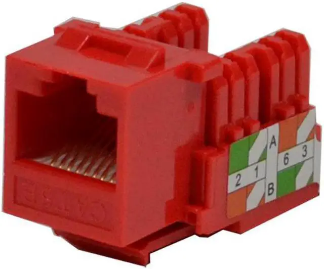 Alt view image 2 of 3 - 100 Pack Cat5e Keystone Ethernet Jack Punch Down 45 Degree Red 110 8P8C RJ45