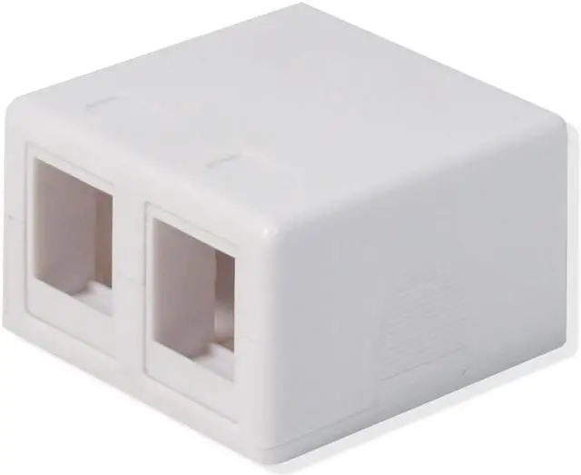 Alt view image 2 of 3 - 15 Pack Surface Mount Box 2 Port Double Hole Keystone Jack Cat5e/Cat6 White