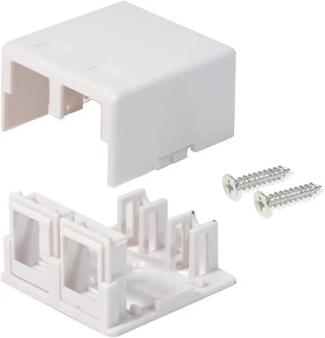 Main image of 15 Pack Surface Mount Box 2 Port Double Hole Keystone Jack Cat5e/Cat6 White