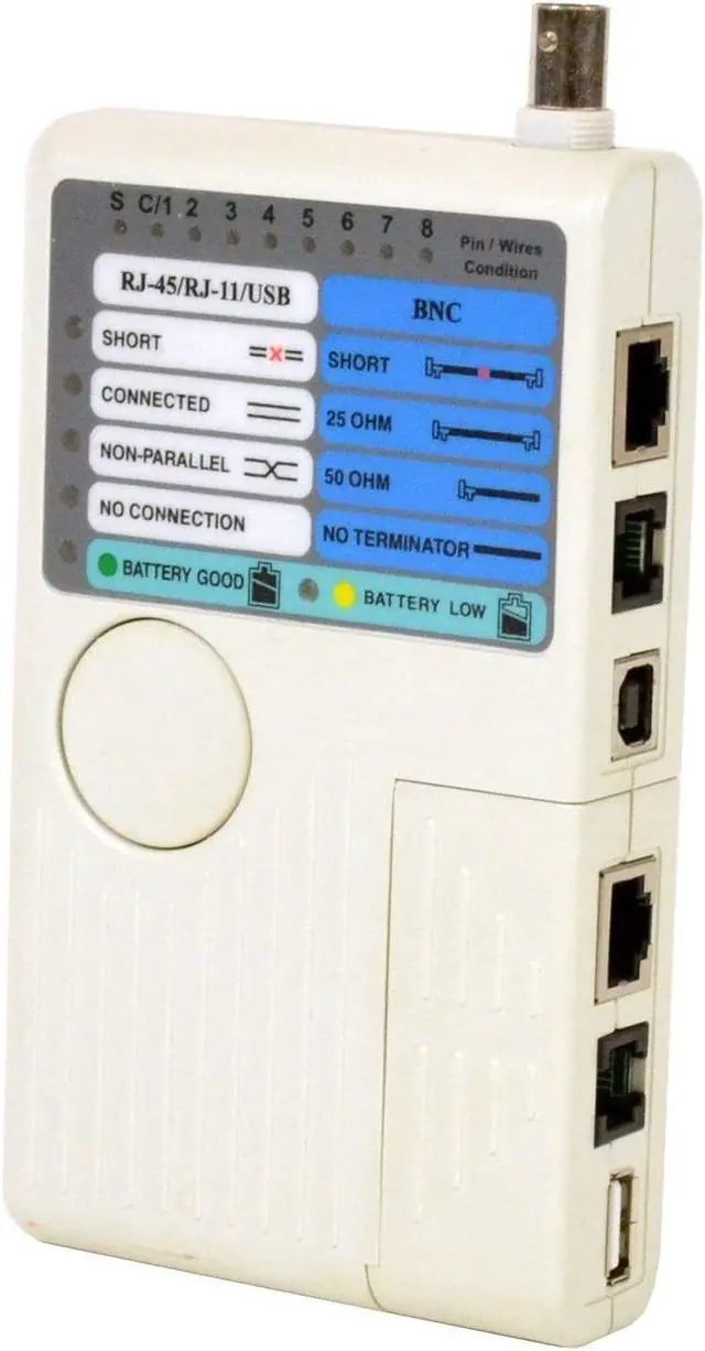 Alt view image 2 of 3 - Universal Network Cable Tester RJ45 RJ11 USB BNC Cat5 Cat6 Multi-Tester 4-in-1