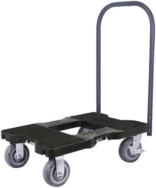Alt view image 3 of 9 - Snap-Loc 1800 Lb Super-Duty Professional E-Track Push Cart Dolly Black, Safely Moves More In Less Time With Easy Rolling Casters, Removeable Push Bar And Optional E-Strap Safety Attachment! SL1800P6B