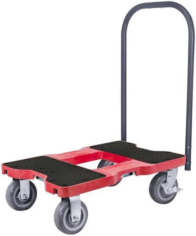 Alt view image 3 of 9 - Snap-Loc 1800 Lb Super-Duty Professional E-Track Push Cart Dolly Red, Safely Moves More In Less Time With Easy Rolling Casters, Removeable Push Bar And Optional E-Strap Safety Attachment! SL1800P6R