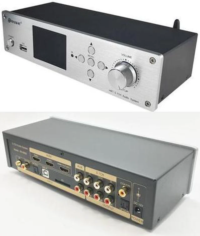 Alt view image 2 of 7 - RH-899X DSD Audio Player Lossless DTS/AC3 Decoding Audio Player Bluetooth 5.0 HDMI Optical Fiber and Coaxial 5.1 Channel Decoder Silver panel