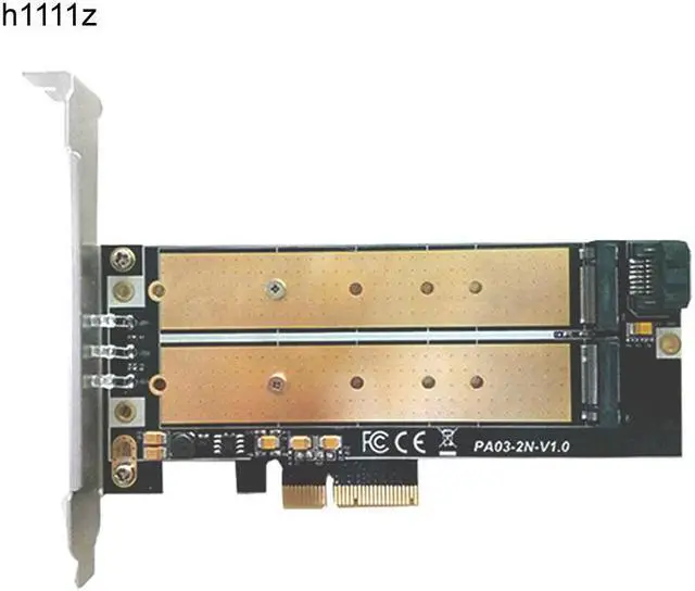 Main image of PCI-E 4X to M2 SSD Adapter B Key M.2 NGFF M key NVME SSD PCI-E Dual Interface Card LED Low Profile Bracket Support 2230-22110 M2