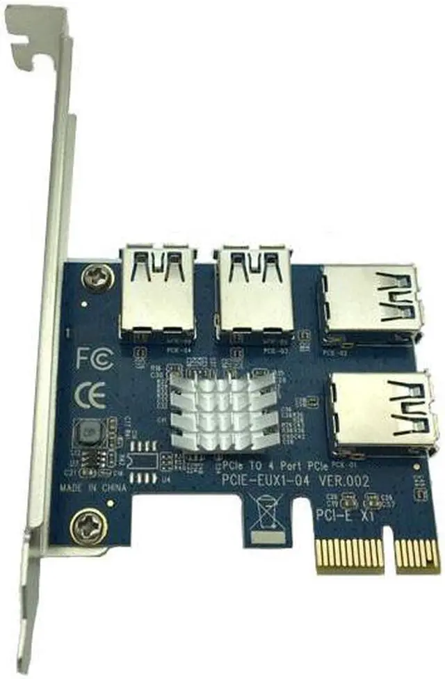 Alt view image 5 of 6 - 4 Ports USB 3.0 PCI-E Express 1X to 4X Converter Expansion Card Adapter PCIe X1 Riser Card For BTC Bitcoin Mining Machine