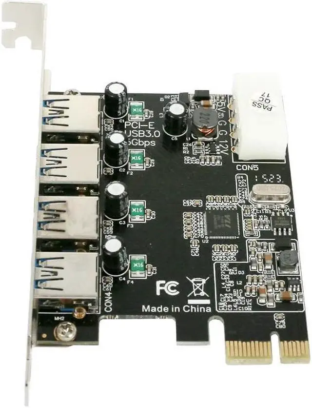 Alt view image 3 of 7 - 4 port USB 3.0 PCI-e Expansion Card PCI express PCIe USB 3.0 hub adapter 4-port USB3.0 controller USB 3 0 PCI e PCIe express 1x