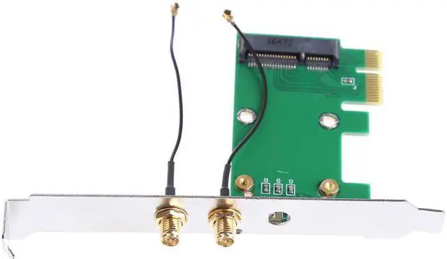 Alt view image 2 of 6 - Mini PCI-E to PCI-E 1X Desktop Adapter Convertor with Two Antennas for Wireless Wifi Network Card