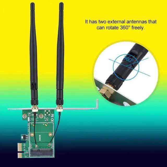 Alt view image 3 of 6 - Mini PCI-E to Desktop PCI-E Adapter PC Wireless Network Card Semi High 2 Antenna Card Plate