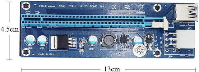 Alt view image 2 of 6 - Amify PCI-E PCI Express 1X to 16x Extender Riser Adapter Card USB 3.0 Cable SATA 15pin to Molex 6pin Power Cable for BTC LTC ETH Miner