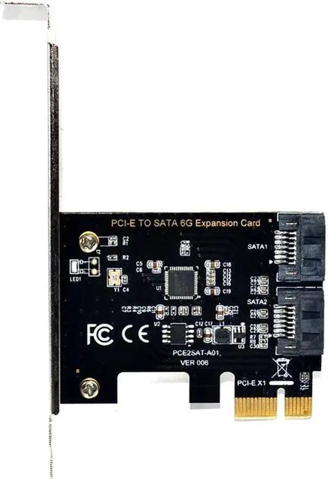 Alt view image 2 of 6 - Adapter PCI-E SATA Card PCI Express to SATA 3.0 6G Expansion Card PCI-E to 2 Port SATA III Controller Cards Adapter