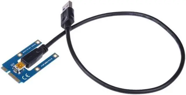 Alt view image 3 of 6 - Amify USB 3.0 Mini PCI-E to PCIe PCI Express 1x to 16x Extender Riser Raiser Card Adapter SATA 6Pin Power Cable for BTC Mining