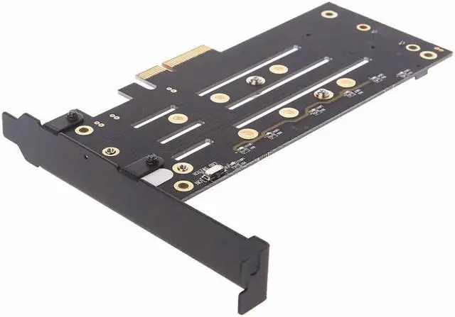 Alt view image 5 of 6 - Dual NGFF(M.2) SSD NVME (m Key) SATA (b Key) To PCI-e 3.0 x4 Host Controller Expansion Card With Heatsink For Desktop