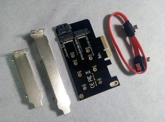Alt view image 6 of 6 - Dual M.2 PCIe Adapter M2 SSD NVME M Key SATA-based B Key to PCI-e 3.0 x 4 Controller Converter Card Support 2280 2260 2242 2230