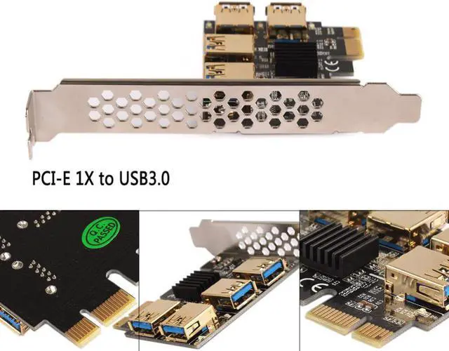 Main image of Amify PCI-E PCI Express Riser Card 1x to 16x 1 to 4 USB 3.0 Slot Multiplier Hub Adapter For Bitcoin Mining Miner #269103