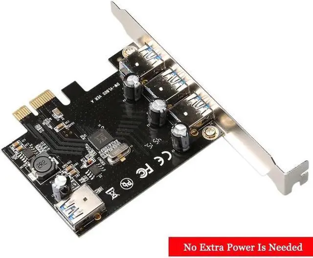 Alt view image 6 of 6 - USB 3.0 PCIe Expansion Card PCI-e to 4 Ports USB Adapter PCI Express Controller Hub for Windows Desktop PC Self-Powered