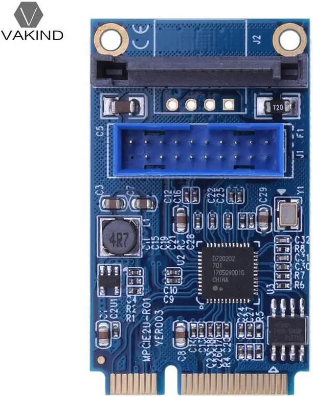Alt view image 3 of 6 - VAKIND Mini PCI-E to 19-Pin USB 3.0 5Gbps High-speed  transmission Dual SATA USB3.0 Port Expansion Card Adapter Converter for PC