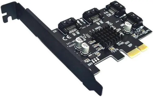 Alt view image 2 of 6 - PCI-e to SATA 3.0 4 Ports Expansion Controller Card 6G SATA3.0 PCI Express Adapter Marvell 88SE9215 Chip for Computer PC HDD SSD