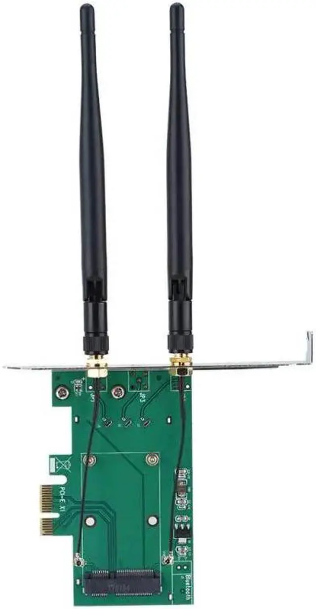 Alt view image 3 of 6 - Mini PCI-E to desktop PCI-E Adapter PC Wireless Network Card Full high 2 Antenna Card Plate