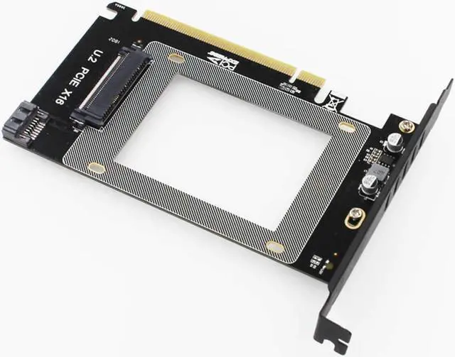 Alt view image 5 of 6 - PCI-E Riser 3.0 4X X16 to U.2 SFF-8639 Adapter NVMe PCIe SSD PCI-e to U2 Card M.2 NGFF 2.5" SSD to PCI-EX16 Intel