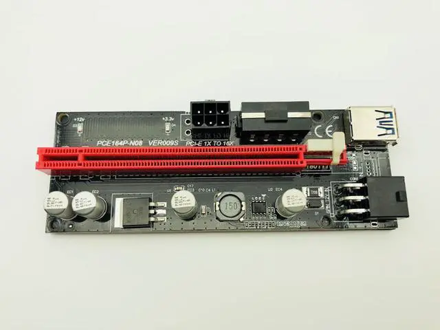 Alt view image 2 of 6 - Amify PCI Express PCIE PCI-E 009S Molex 6pin Power Supply Adapter SATA to USB 3.0 Cable 1x to 16X Riser Card for Miner Mining