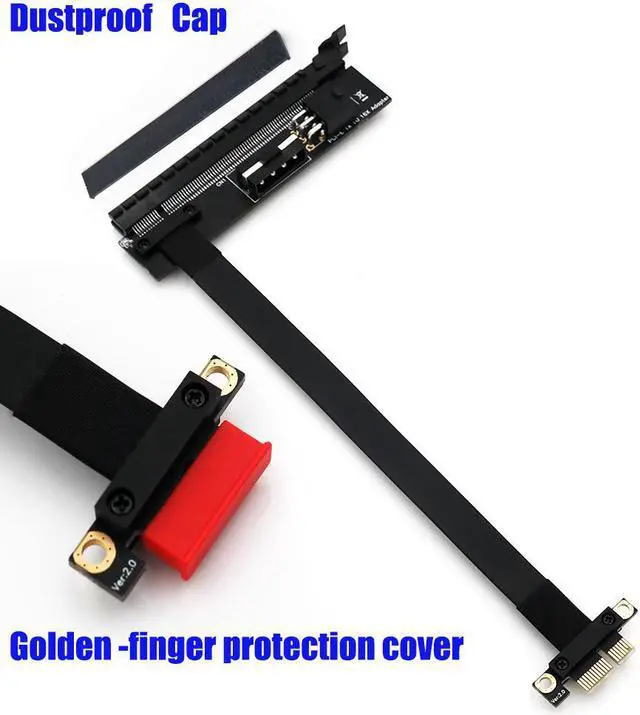Alt view image 4 of 6 - Misskit PCI-E 1X 16X PCI Express 1 to 16 X Flexible Extension Adapter PCI-E Extender Riser with 4Pin ATX 6Pin Power Connector for Mining(7.87")