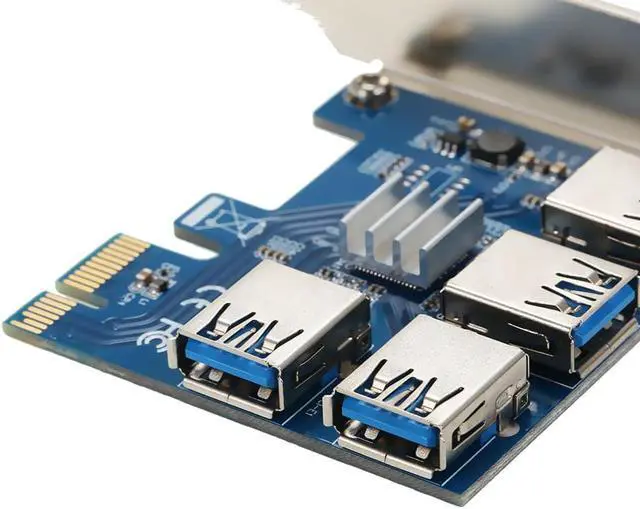 Alt view image 4 of 6 - USB 3.0 PCI E 1X to 4 PCI-E 16X Slots PCI-E Express Riser Card Extender ETH BTC 4 in 1 PCIe Riser Adapter Board for Mining Miner