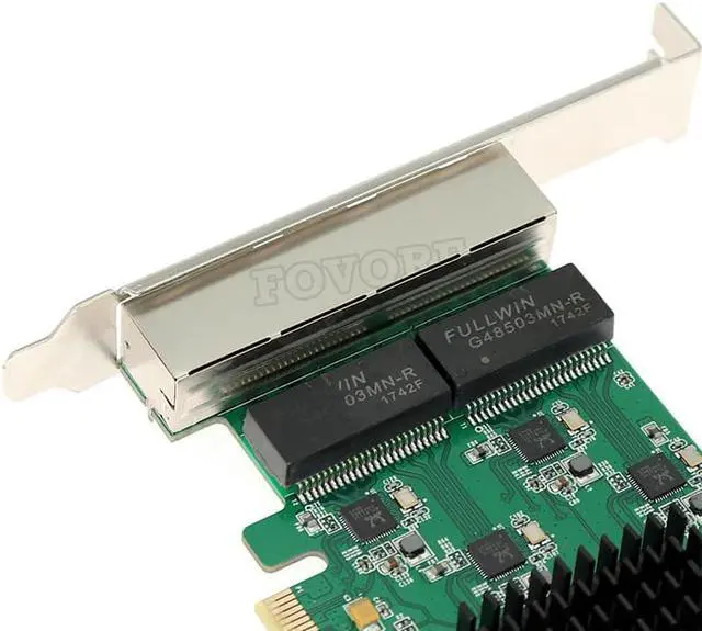 Alt view image 3 of 6 - 4 Gigabit Ethernet card PCI-E X1 4 RJ45 port interface 10/100/1000M Extension card