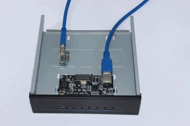 Main image of Amify USB 3.0 PCI-E 1x to 4 Ports Card 5.25" Floppy Bay Front Panel USB3.0 Hub Splitter Internal Combo Bracket Adapter for PC Desktop