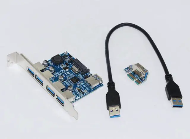 Alt view image 2 of 6 - 4 Port USB 3.0 HUB Adapter PCI-E 1X to USB3.0 Card PCI Express Expansion Card with 30cm USB Cable 5Gb Speed For Desktop Computer