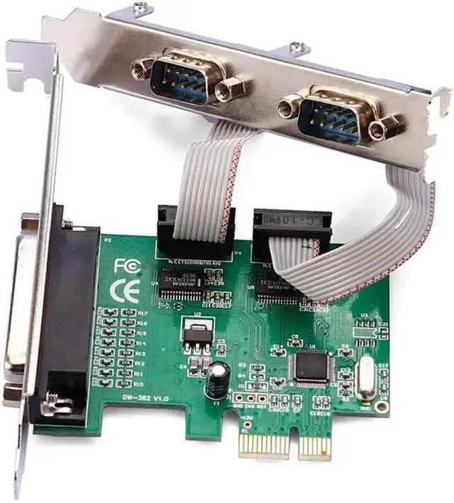 Alt view image 3 of 6 - 2 Port PCI-E serial port card DB25 Printer Parallel Port LPT to PCI-E PCI Express Card Adapter Converter WCH382 Chip DB9 DB25