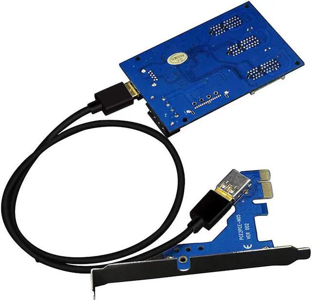 Alt view image 6 of 6 - PCI-E To PCIe Riser Card 1 to 3 Port 1X Switch Multiplier Expander HUB Riser Expansion USB 3.0 PCI-E Post Card Pci Sata Adapter