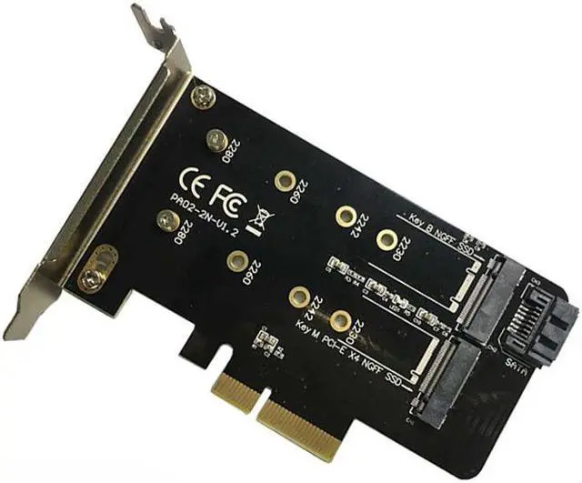 Alt view image 3 of 6 - Dual M.2 PCIe Adapter M2 SSD NVME M Key SATA-based B Key to PCI-e 3.0 x 4 Controller Converter Card Support 2280 2260 2242 2230