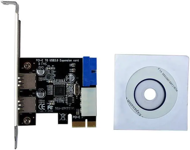 Main image of Amify USB 3.0 PCI-E Expansion Card Adapter External 2 Port USB3.0 Hub Internal 19pin Header PCI-E Card 4pin IDE Power Connector
